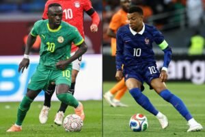 France and Senegal players in action during international football match