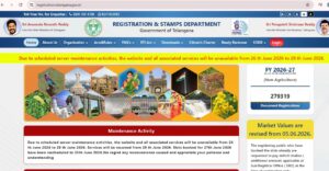 Registration services temporarily suspended due to server maintenance in Telangana