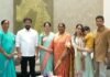 Telangana CM Revanth Reddy with ministers Konda Surekha and Seethakka on Raksha Bandhan Image Title: